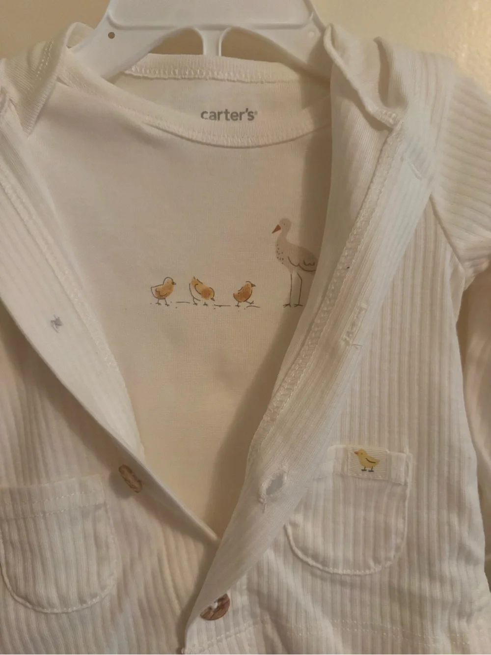 New Carter's Cream Ribbed 3-Piece Set with Hoodie Cardigan